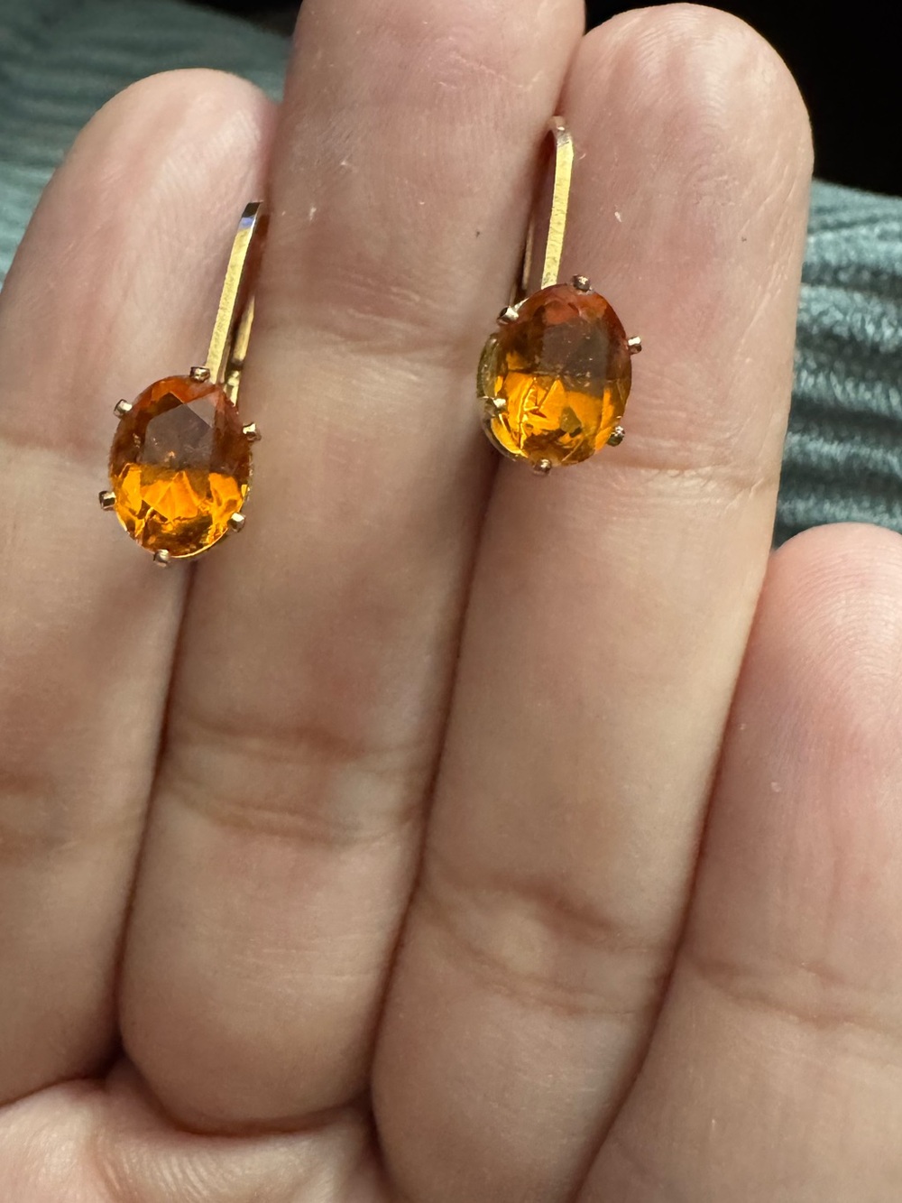 Goldtoned Citrine Colored Stone Dangle Earrings